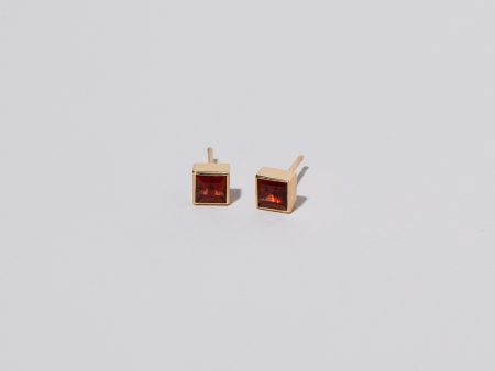 Square Frame Stud Earrings - Anthill Garnet Hot on Sale