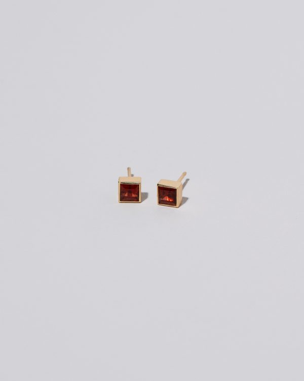 Square Frame Stud Earrings - Anthill Garnet Hot on Sale