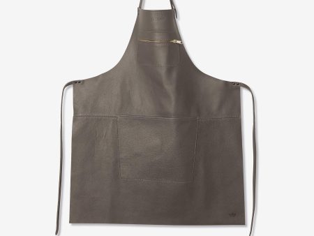 Classic Grey Leather Zipper Style Apron Online now