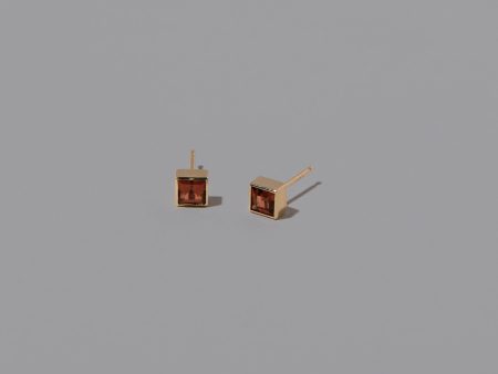 Square Frame Stud Earrings - Grand Anthill Garnet For Discount