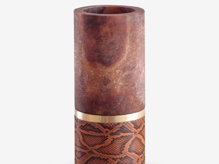 Dure Vase in Amber Alabaster and Cognac Python For Cheap