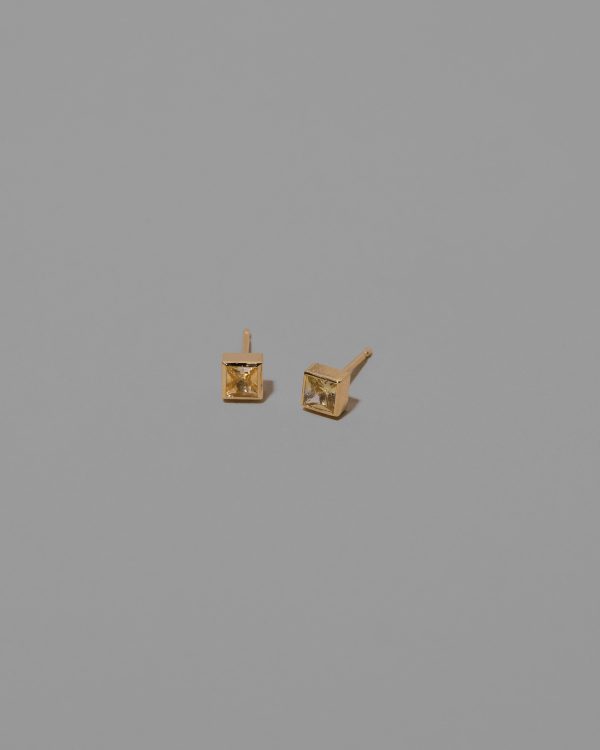 Square Frame Stud Earrings - Bicolor Sapphire For Cheap