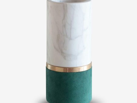 Dure Vase in Calacatta Marble and Green Suede Cheap