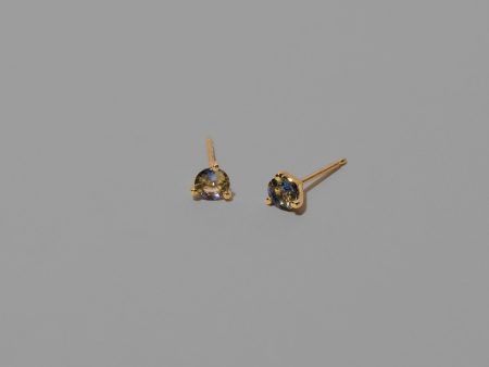 Martini Stud Earrings - Bicolor Blue & Yellow Sapphire Online now