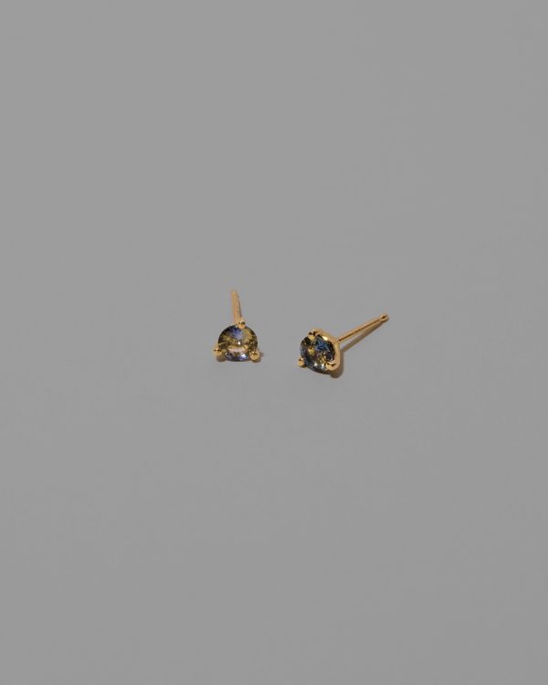 Martini Stud Earrings - Bicolor Blue & Yellow Sapphire Online now