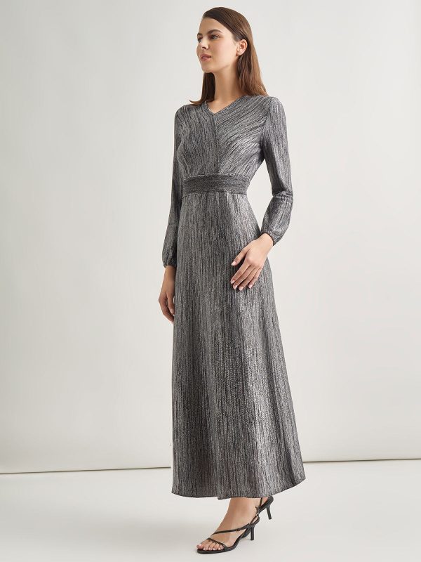 Bishop Sleeve Jacquard Knit Maxi Dress Online now