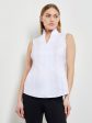 Sleeveless Stretch Cotton Blouse, White Hot on Sale