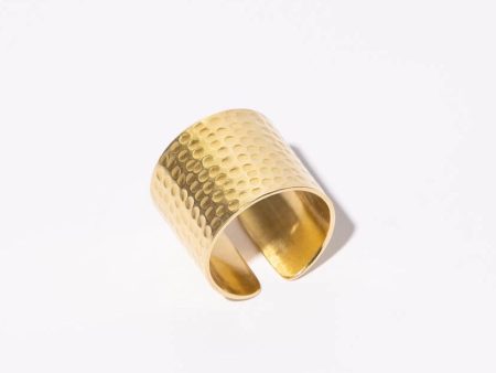 Adjustable Cuff Ring - Hammered Brass Hot on Sale