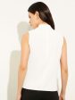 Sleeveless High Neck Draped Crepe de Chine Blouse, White Hot on Sale