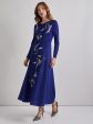 Modern Fit-and-Flare Embroidered Floral Knit Maxi Dress Online