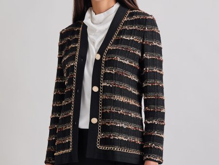 Chain Trim Lurex Knit Jacket Online Hot Sale