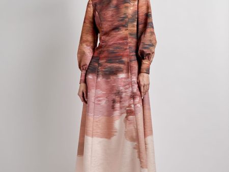 Modern A-Line Abstract Woven Maxi Dress Online Hot Sale