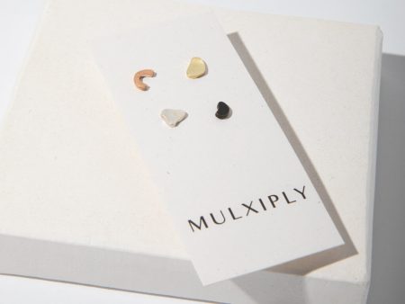 Terrazzo Earrings Set of 4 Studs - Mixed Metals on Sale