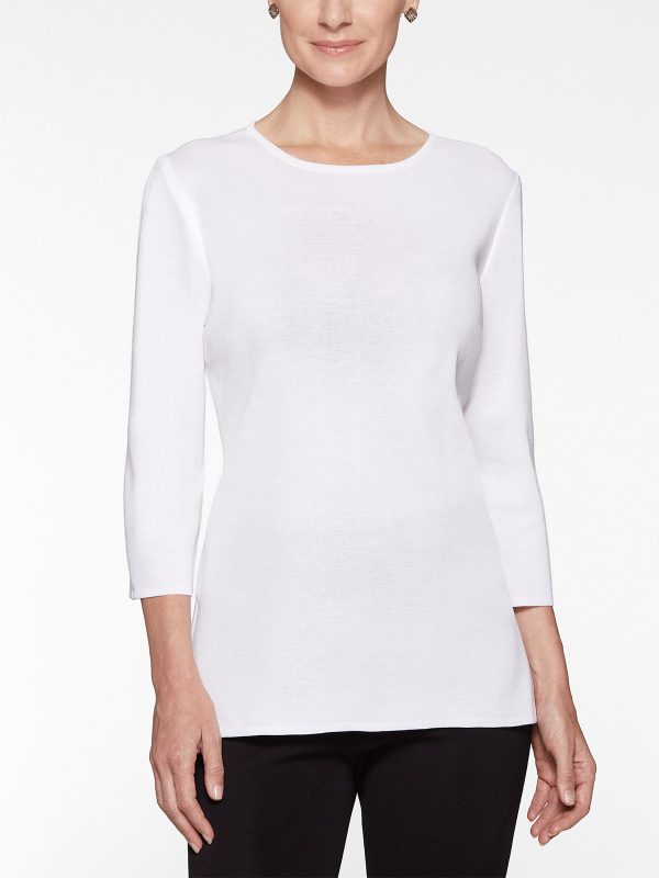 3 4 Sleeve Knit Tunic, White Online Sale