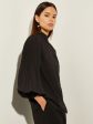 Pleated Bishop Sleeve Stretch Crepe Blouse Online Sale