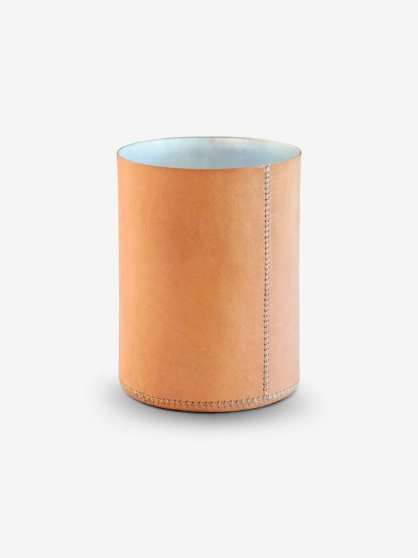 Medium Waste Paper Basket in Leather by Sol y Luna Online Hot Sale