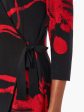 Brushstroke Pattern Knit Faux Wrap Dress Online Sale