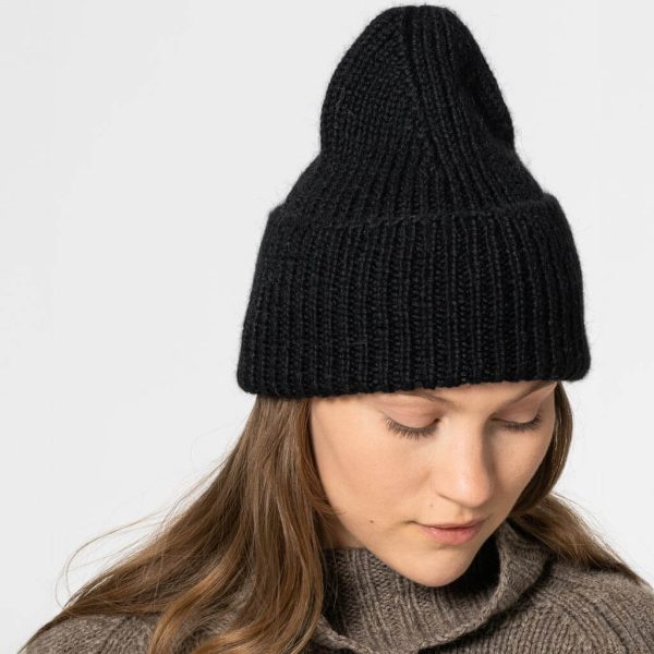 Alpaca Handknit Rib Hat - Black Online Hot Sale