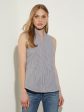 Pinstripe Sleeveless Stretch Cotton Blouse Online now