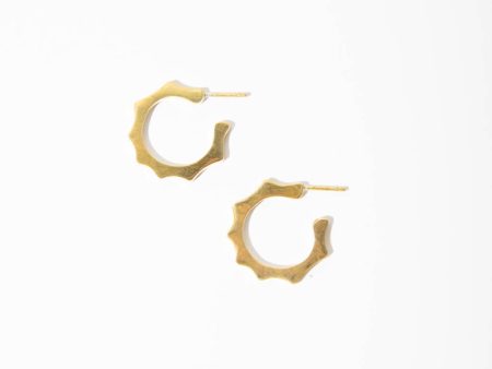 Crown Mini Hoop Earrings - Brass Cheap