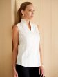 Sleeveless Stretch Cotton Blouse, White Hot on Sale