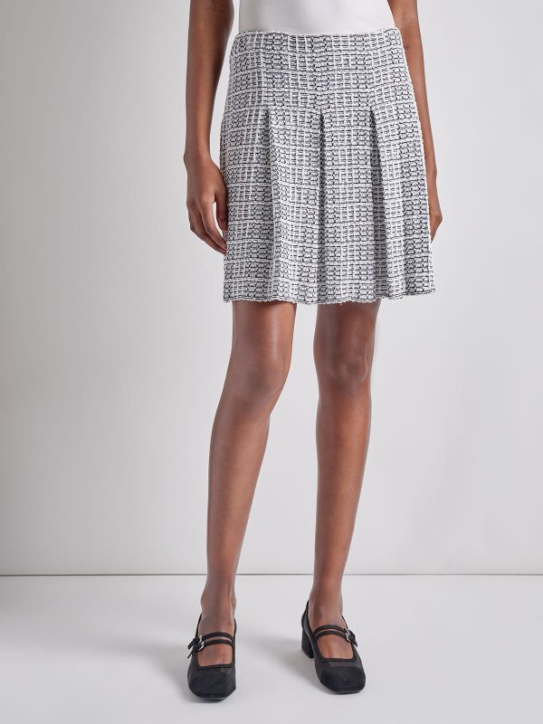 A-Line Pleated Tweed Knit Skirt Online now