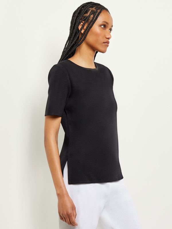 Short Sleeve Knit Tunic, Black Online Sale