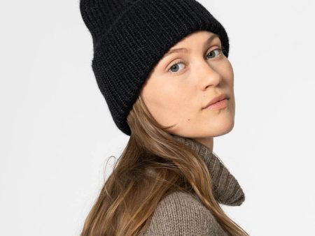 Alpaca Handknit Rib Hat - Black Online Hot Sale