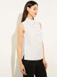 Sleeveless High Neck Draped Crepe de Chine Blouse, White Hot on Sale