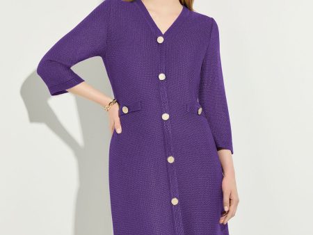 A-Line Button Detail Textured Knit Dress Online