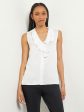 Waterfall Ruffle Crepe de Chine Blouse, White Sale