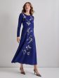 Modern Fit-and-Flare Embroidered Floral Knit Maxi Dress Online