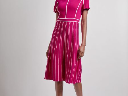 Modern Fit Contrast Stripe A-Line Soft Knit Dress Online now