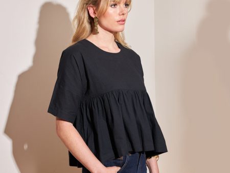 Boxy Ruffle Blouse - Black Supply