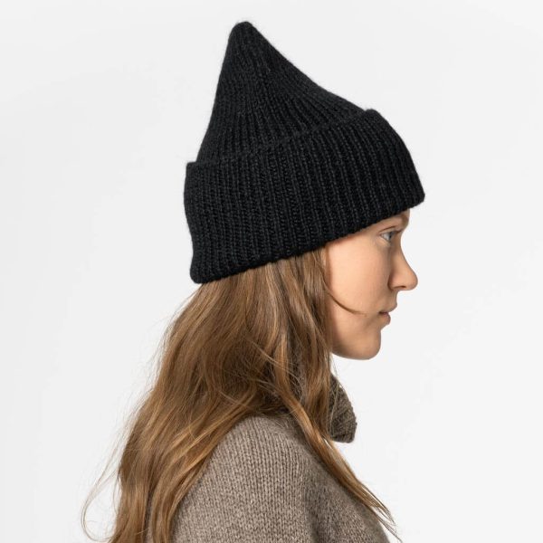 Alpaca Handknit Rib Hat - Black Online Hot Sale