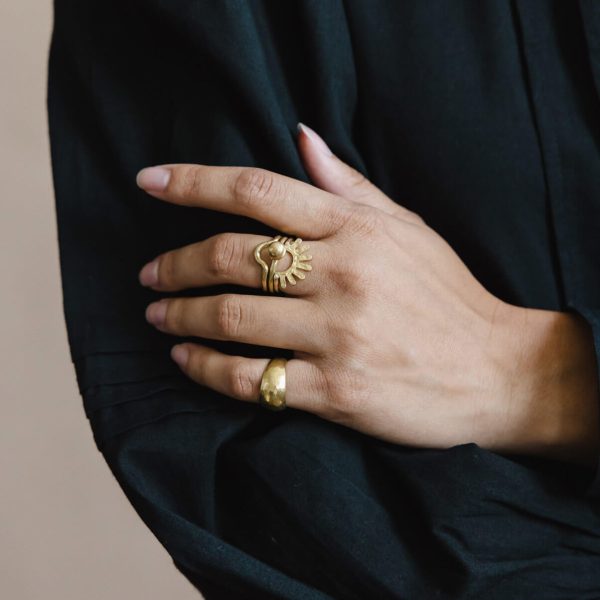 Arch Stacking Ring - Hammered Brass Online now