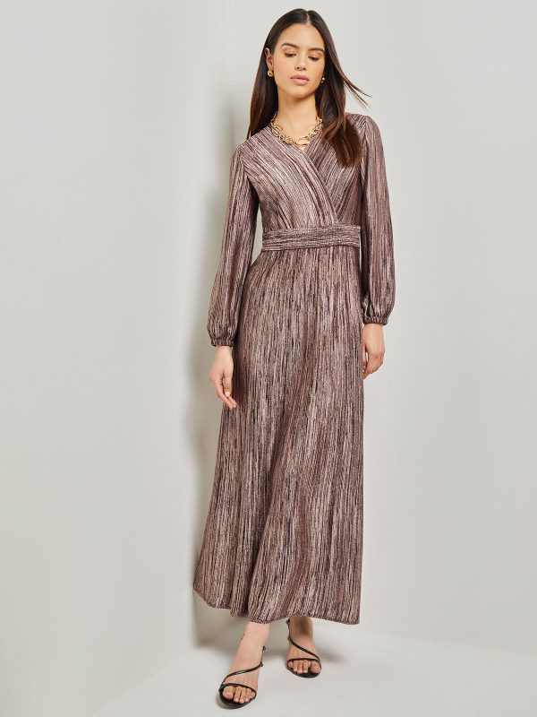 Bishop Sleeve Jacquard Knit Maxi Dress Sale