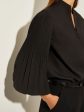 Pleated Bishop Sleeve Stretch Crepe Blouse Online Sale