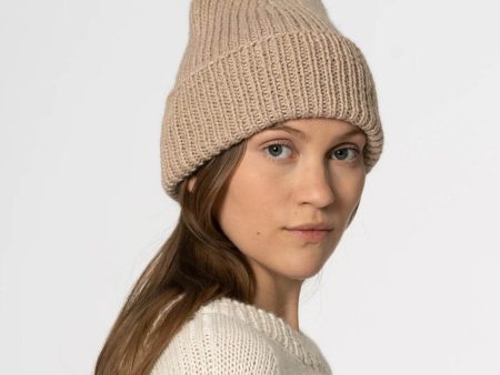 Alpaca Handknit Rib Hat - Desert Sand Cheap