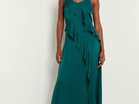 Maxi A-Line Dress - Ruffled Crepe De Chine Cheap