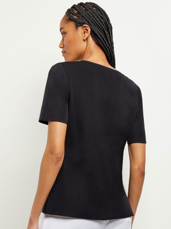 Short Sleeve Knit Tunic, Black Online Sale