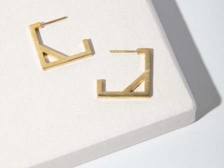 Foundation Square Hoop Earrings - Brass Online