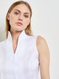 Sleeveless Stretch Cotton Blouse, White Hot on Sale