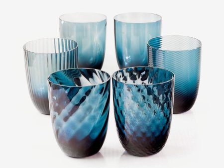 Avio Blu Set of 6 Murano Water Glasses by Nason Moretti For Cheap