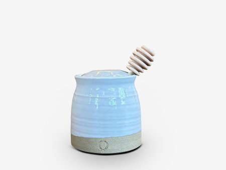 Beehive Honey Pot & Wooden Dipper by Farmhouse Pottery Online Sale