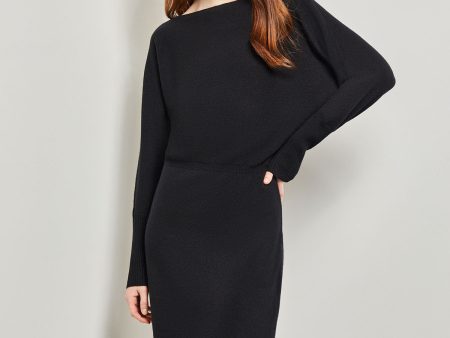 Dolman Sleeve Cashmere Dress, Black Fashion