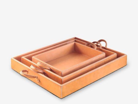 Nest of Three Leather Trays by Sol y Luna on Sale